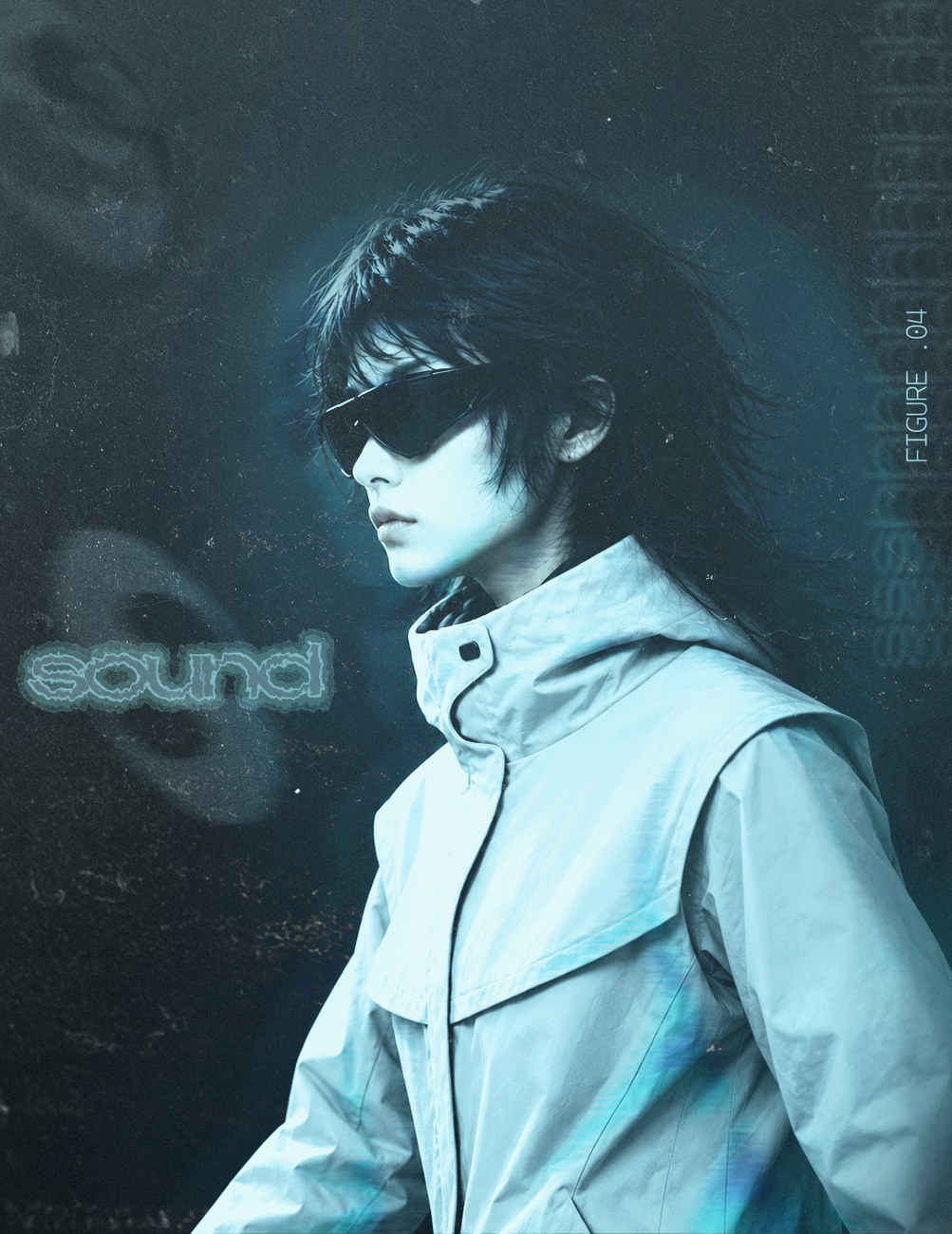 Sound campaign ad — model in the Windbreaker against a dark textured background